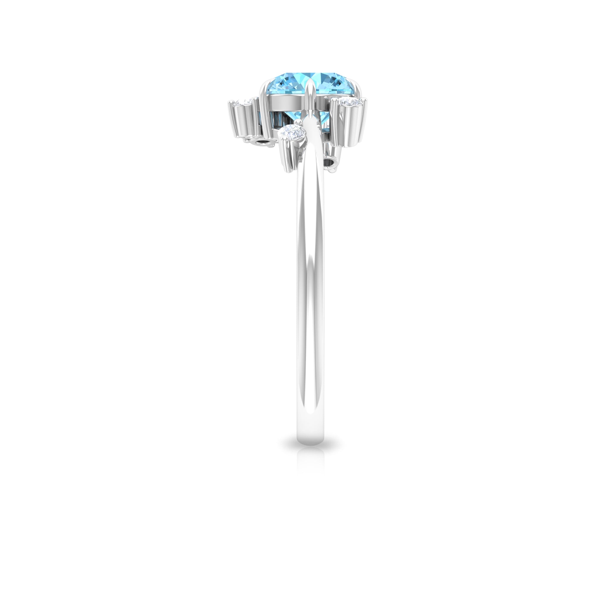 Aquamarine and Diamond Scatter Promise Ring Aquamarine - ( AAA ) - Quality - Rosec Jewels