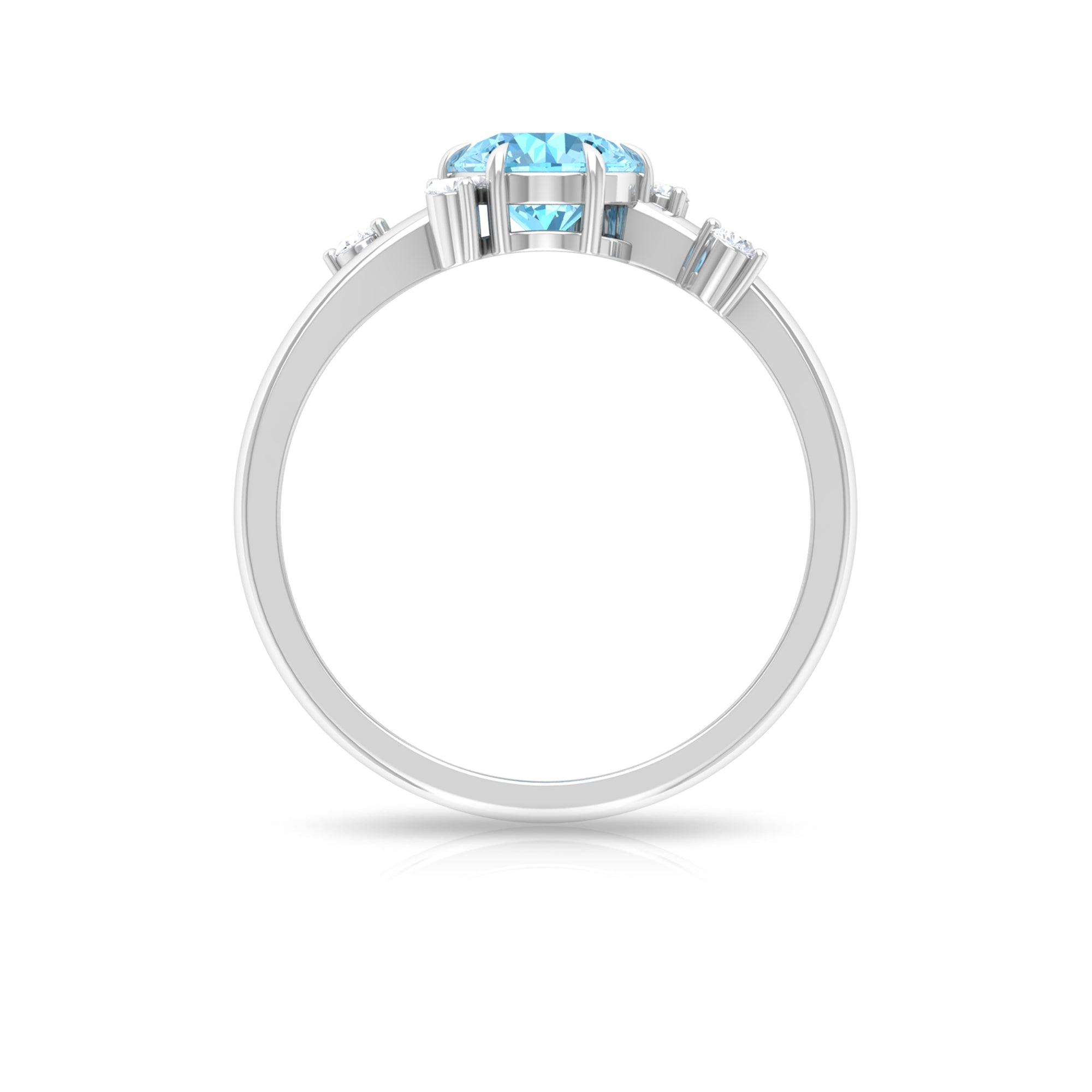 Aquamarine and Diamond Scatter Promise Ring Aquamarine - ( AAA ) - Quality - Rosec Jewels