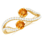 1 CT Minimal Citrine and Diamond Engagement Ring Citrine - ( AAA ) - Quality - Rosec Jewels