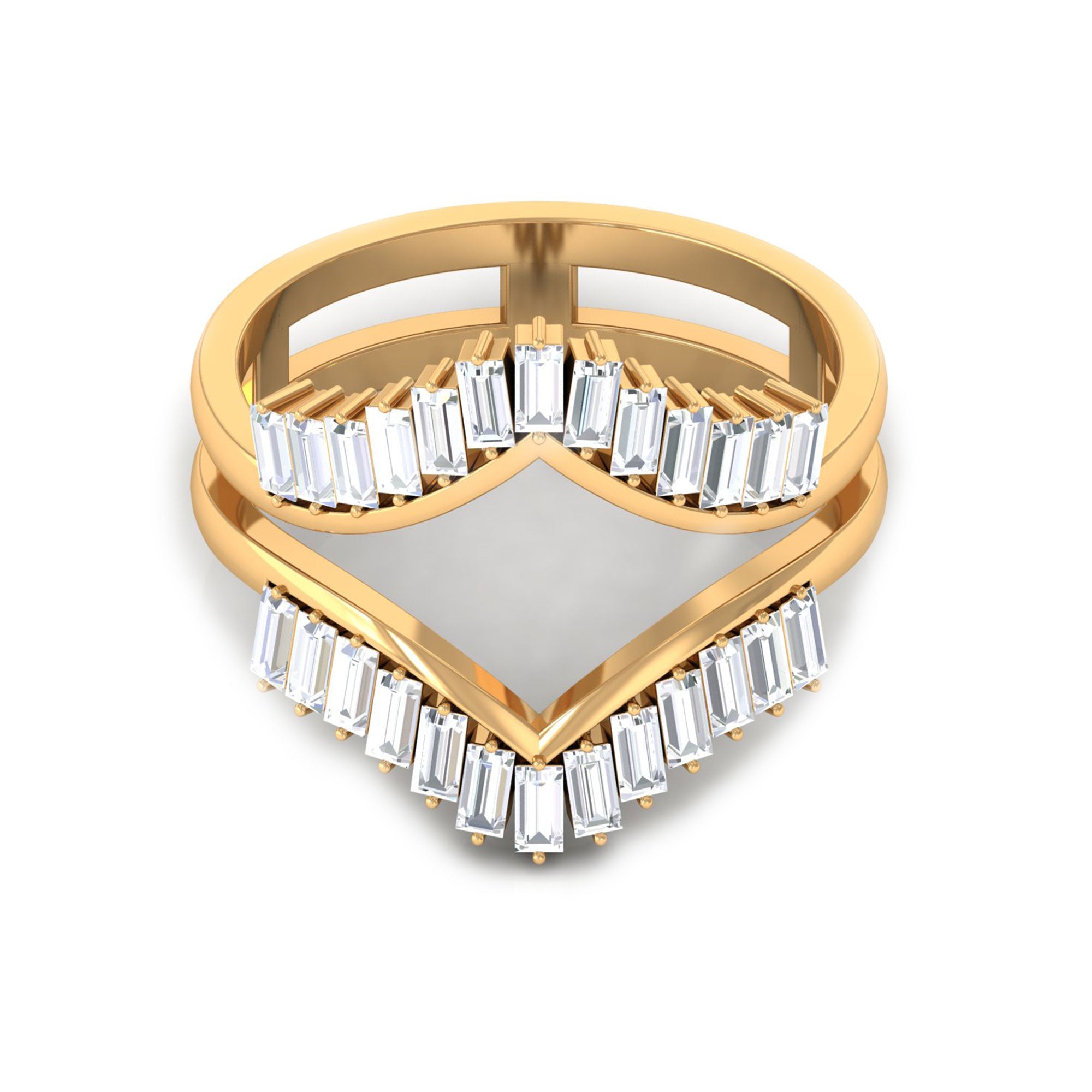 Baguette Cut Moissanite Enhancer Ring Moissanite - ( D-VS1 ) - Color and Clarity - Rosec Jewels