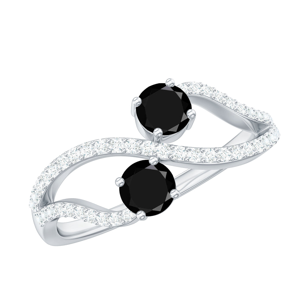 1 CT Minimal Black Diamond and Diamond Engagement Ring Black Diamond - ( AAA ) - Quality - Rosec Jewels