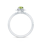 Real Peridot and Diamond Flower Engagement Ring Peridot - ( AAA ) - Quality - Rosec Jewels
