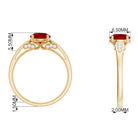 Lab-Created Ruby Solitaire Engagement Ring with Diamond Lab Created Ruby - ( AAAA ) - Quality - Rosec Jewels