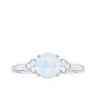 1.50 CT Moonstone Solitaire Engagement Ring with Diamond Trio Moonstone - ( AAA ) - Quality - Rosec Jewels
