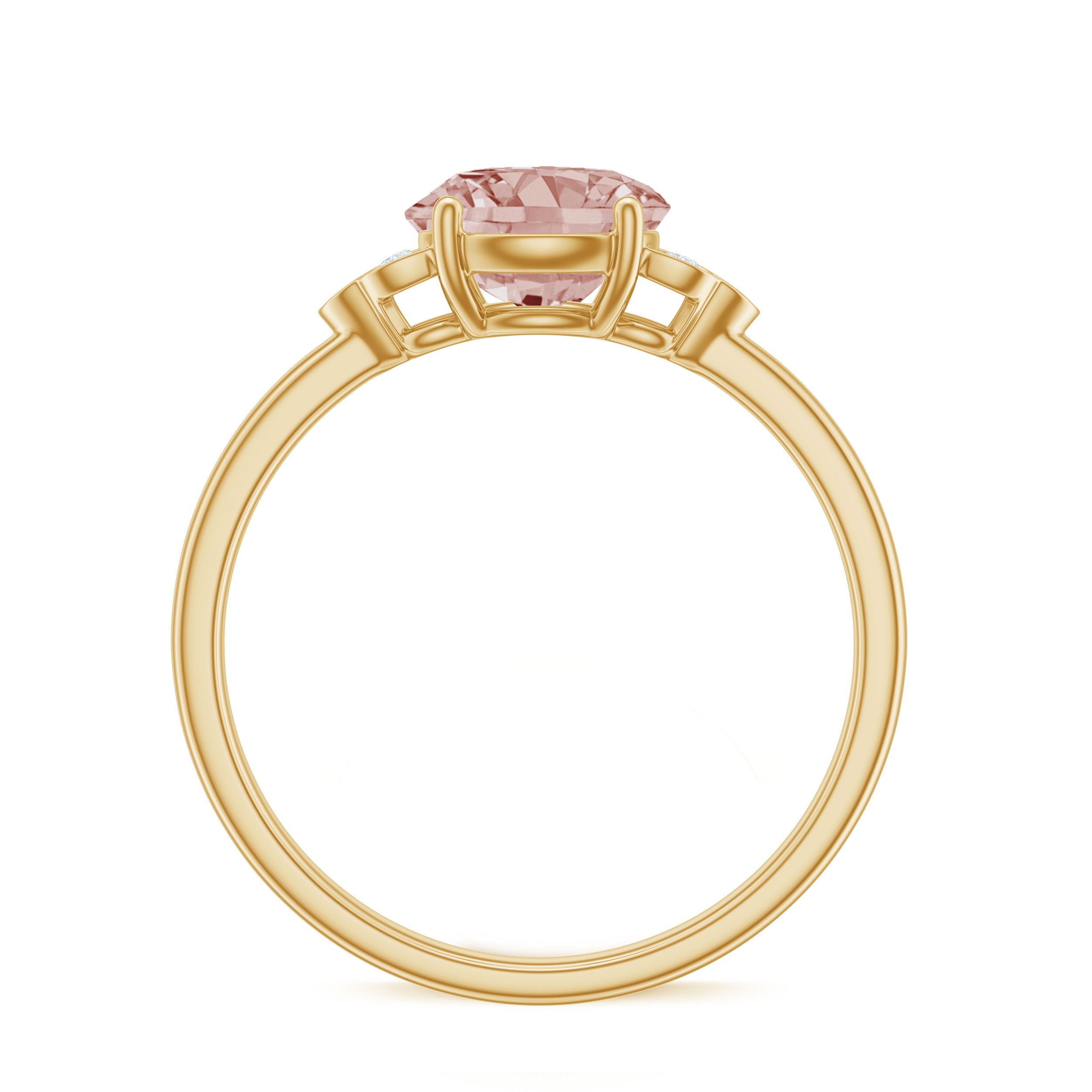 1.25 CT Round Morganite Solitaire Engagement Ring with Diamond Morganite - ( AAA ) - Quality - Rosec Jewels
