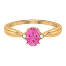 Oval Cut Pink Sapphire Solitaire Ring with Diamond Pink Sapphire - ( AAA ) - Quality - Rosec Jewels