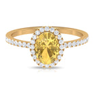1.5 CT Oval Cut Citrine and Diamond Halo Engagement Ring Citrine - ( AAA ) - Quality - Rosec Jewels