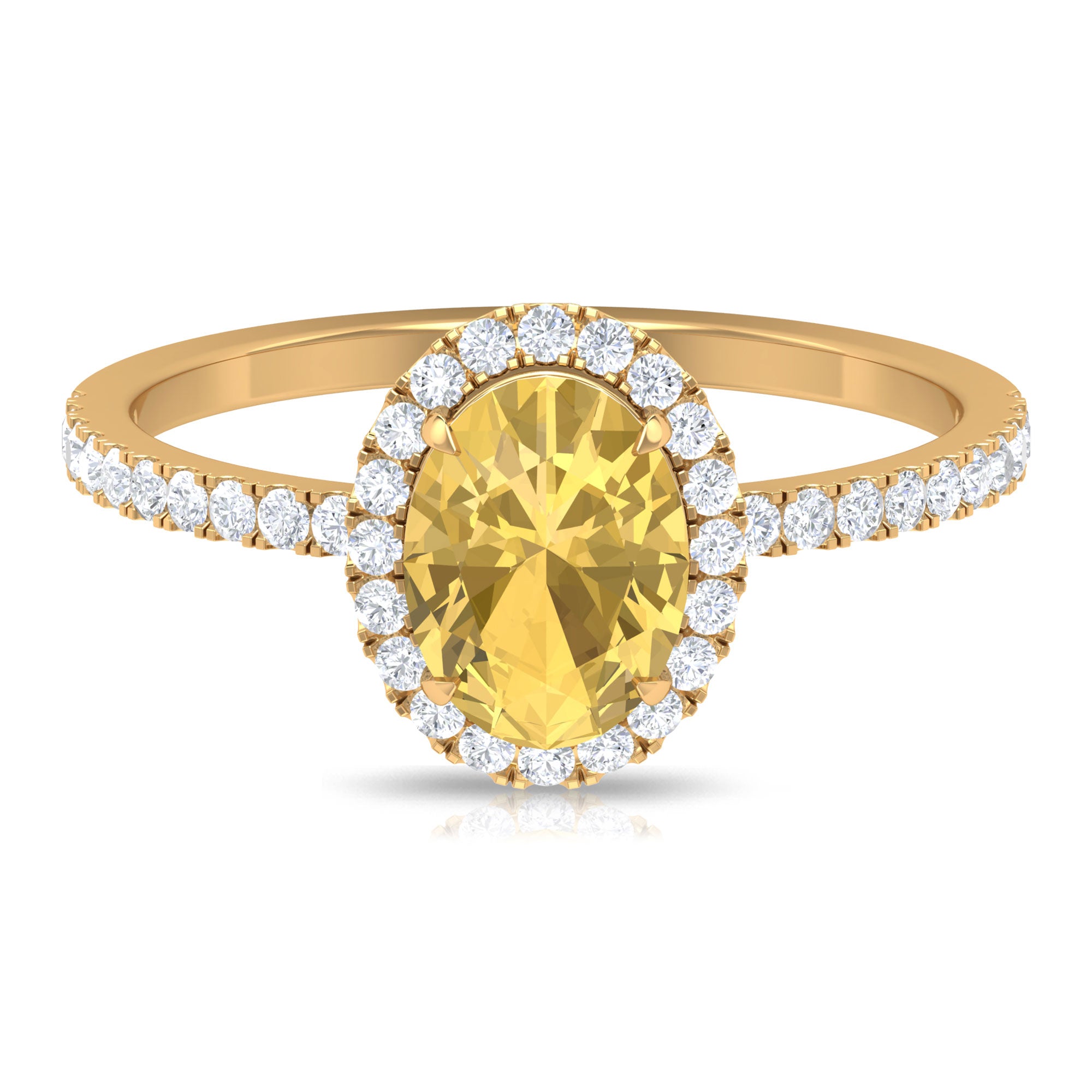1.5 CT Oval Cut Citrine and Diamond Halo Engagement Ring Citrine - ( AAA ) - Quality - Rosec Jewels