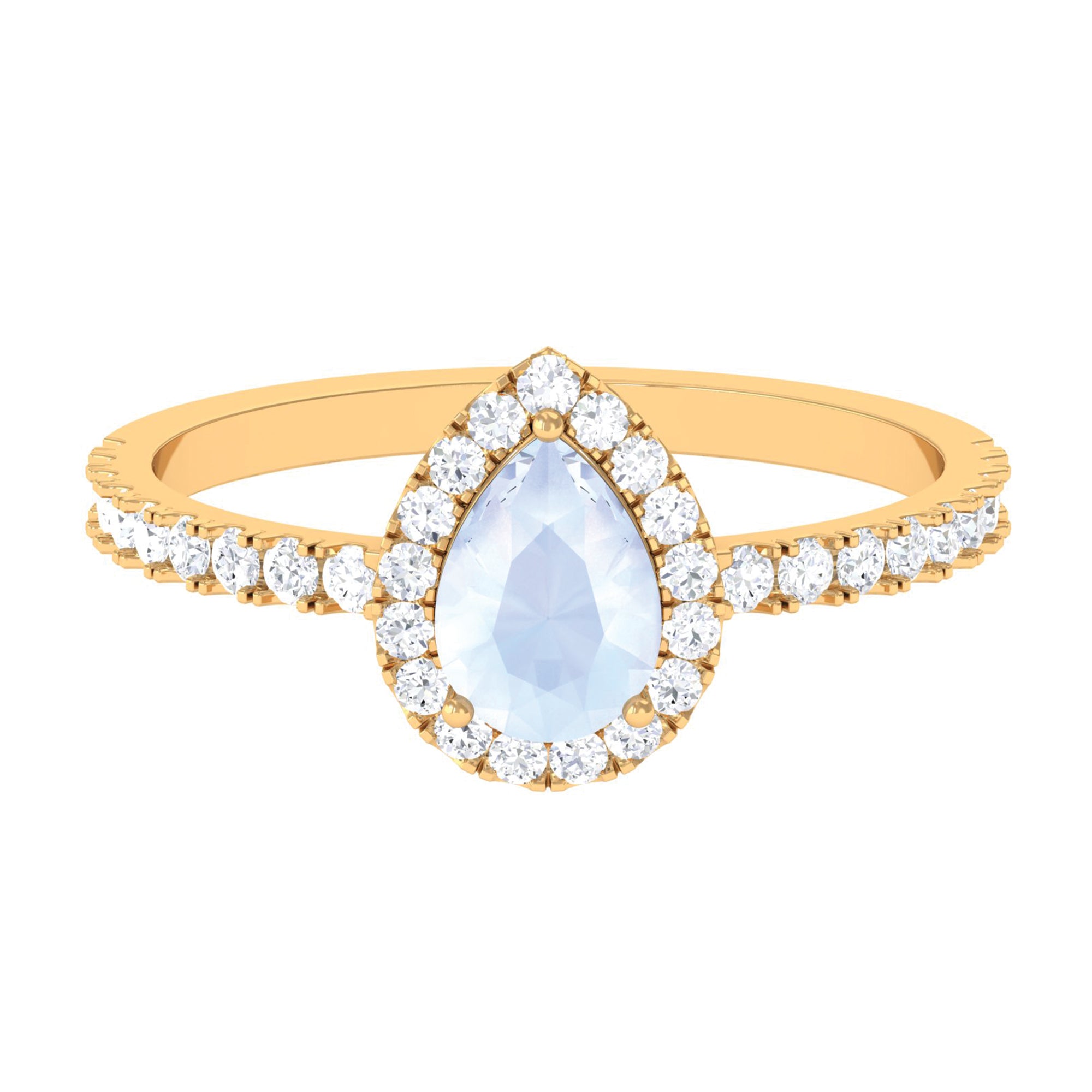 1.25 CT Pear Cut Moonstone Solitaire Simple Engagement Ring with Diamond Accent Moonstone - ( AAA ) - Quality - Rosec Jewels