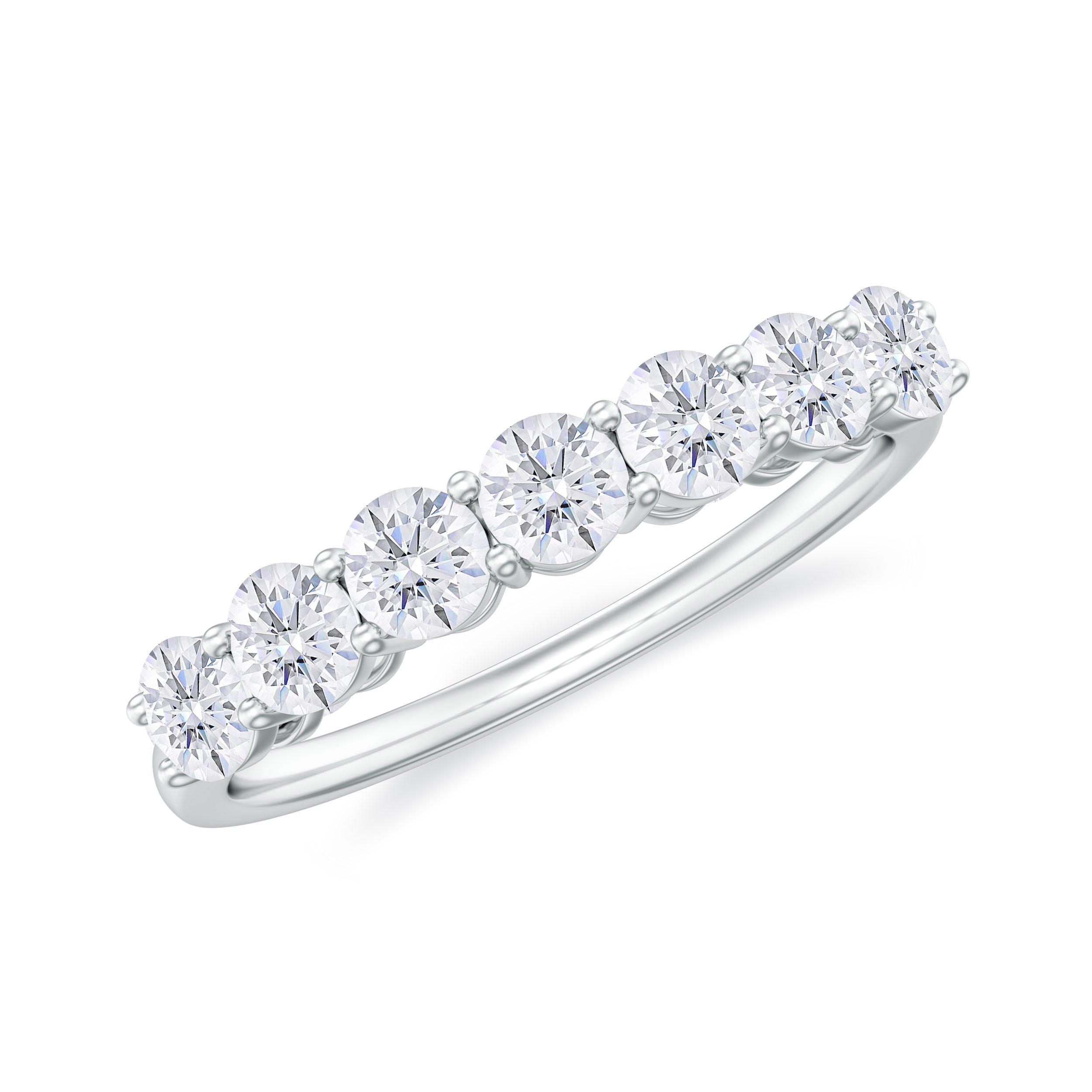 Minimal Round Diamond Seven Stone Half Eternity Ring Diamond - ( HI-SI ) - Color and Clarity - Rosec Jewels