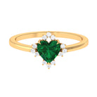 Heart Shape Created Emerald Designer Engagement Ring with Diamond Lab Created Emerald - ( AAAA ) - Quality - Rosec Jewels