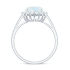 Round Moonstone Simple Halo Engagement Ring with Diamond Moonstone - ( AAA ) - Quality - Rosec Jewels