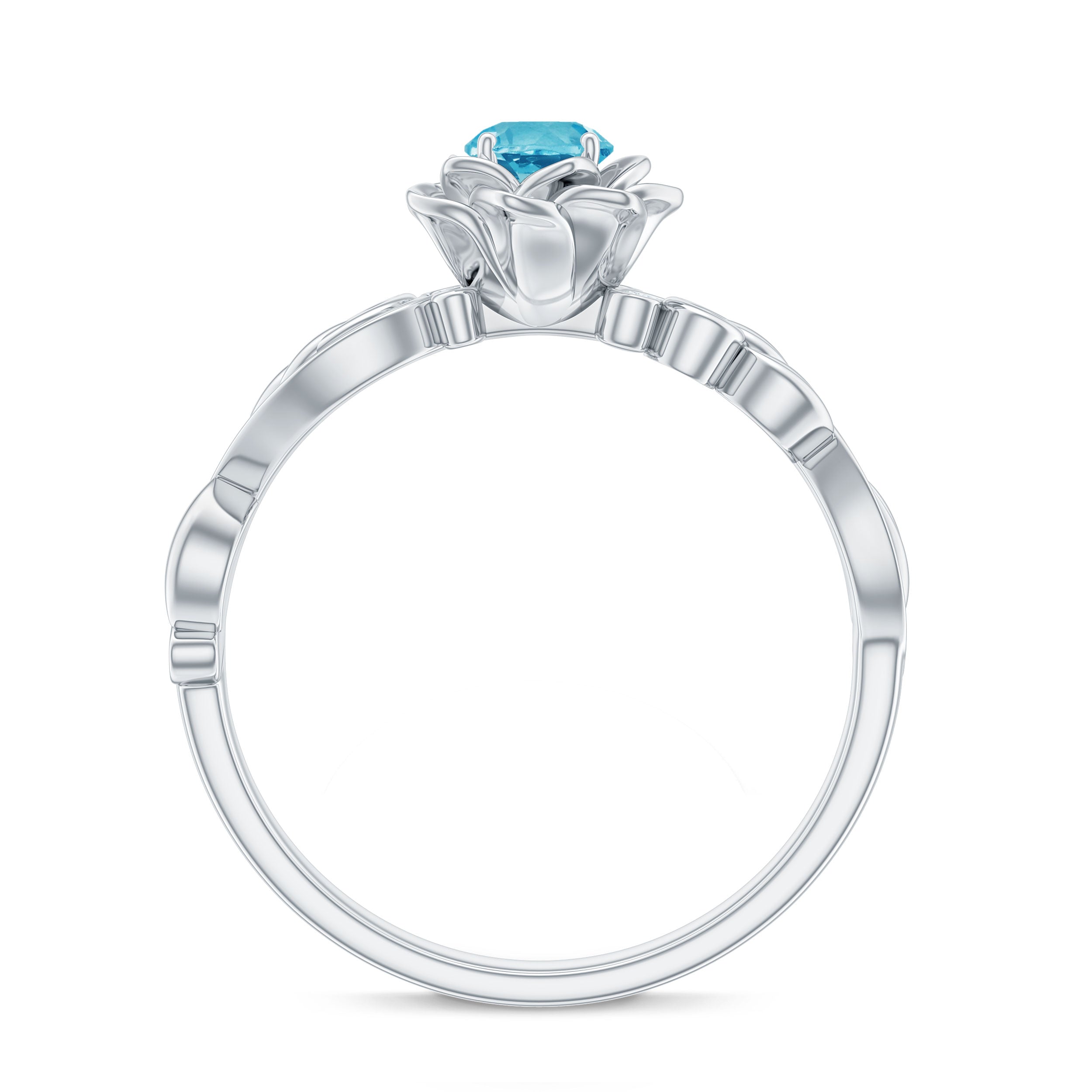 1/2 CT Floral Inspired Sky Blue Topaz and Diamond Engagement Ring Sky Blue Topaz - ( AAA ) - Quality - Rosec Jewels