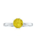 Lotus Basket Set Created Yellow Sapphire Solitaire Ring Lab Created Yellow Sapphire - ( AAAA ) - Quality - Rosec Jewels