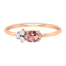1/2 CT Oval Cut Morganite Promise Ring with Diamond Trio Morganite - ( AAA ) - Quality - Rosec Jewels