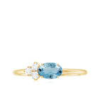 1/2 CT Oval Cut Aquamarine Promise Ring with Diamond Trio Aquamarine - ( AAA ) - Quality - Rosec Jewels