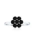 Natural Black Diamond Flower Cluster Ring in Prong Setting Black Diamond - ( AAA ) - Quality - Rosec Jewels