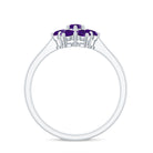 3/4 CT Round Shape Amethyst Cluster Flower Ring Amethyst - ( AAA ) - Quality - Rosec Jewels