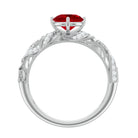 Round Created Ruby Vintage Inspired Engagement Ring with Diamond Lab Created Ruby - ( AAAA ) - Quality - Rosec Jewels
