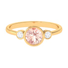 Morganite and Diamond Engagement Ring in Bezel Setting Morganite - ( AAA ) - Quality - Rosec Jewels