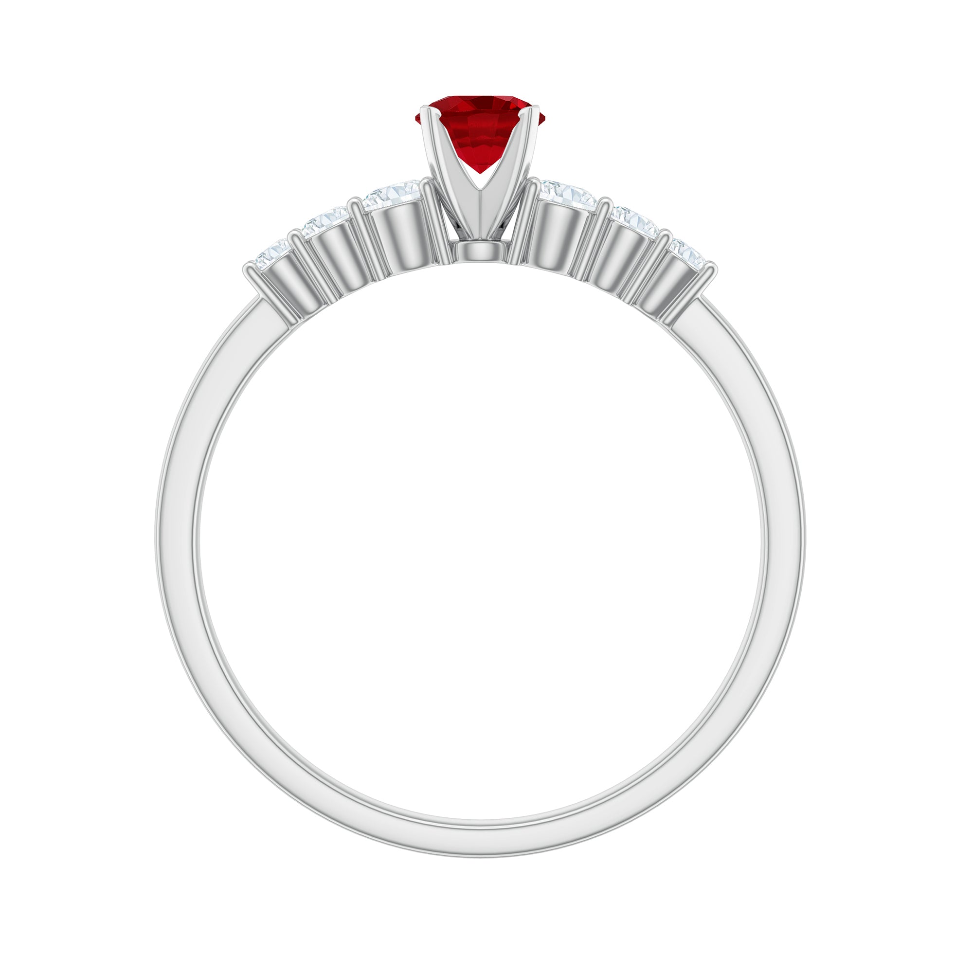 Graduated Style Lab-Lab Grown Ruby and Diamond Promise Ring Lab Created Ruby - ( AAAA ) - Quality - Rosec Jewels