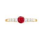 Graduated Style Lab-Lab Grown Ruby and Diamond Promise Ring Lab Created Ruby - ( AAAA ) - Quality - Rosec Jewels