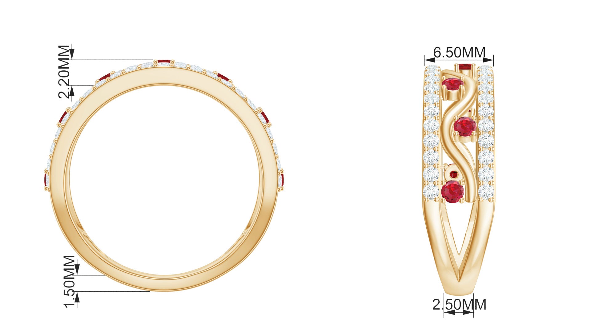 Created Ruby and Moissanite Designer Wedding Band Ring in Gold Lab Created Ruby - ( AAAA ) - Quality - Rosec Jewels