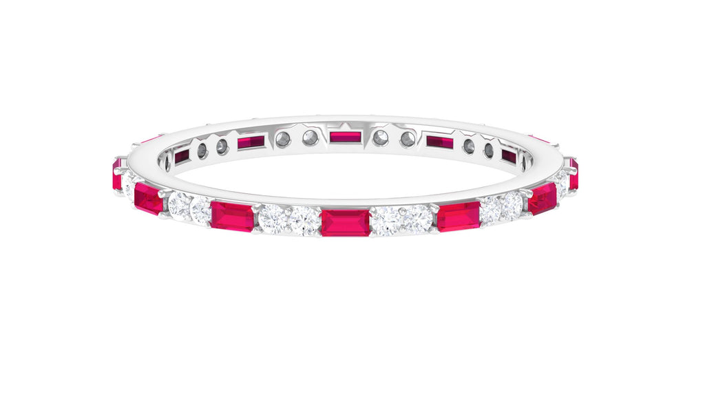 Red Ruby and Diamond Full Eternity Ring Ruby - ( AAA ) - Quality - Rosec Jewels