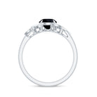 Black Diamond Flower Engagement Ring with Moissanite Black Diamond - ( AAA ) - Quality - Rosec Jewels