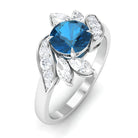 1.75 CT London Blue Topaz Flower Engagement Ring with Diamond London Blue Topaz - ( AAA ) - Quality - Rosec Jewels
