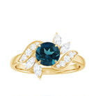 1.75 CT London Blue Topaz Flower Engagement Ring with Diamond London Blue Topaz - ( AAA ) - Quality - Rosec Jewels
