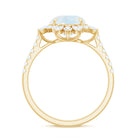 Round Moonstone Statement Ring with Moissanite Floral Halo Moonstone - ( AAA ) - Quality - Rosec Jewels