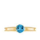 5 MM Solitaire Swiss Blue Topaz Band Ring with Beaded Embellishment Swiss Blue Topaz - ( AAA ) - Quality - Rosec Jewels