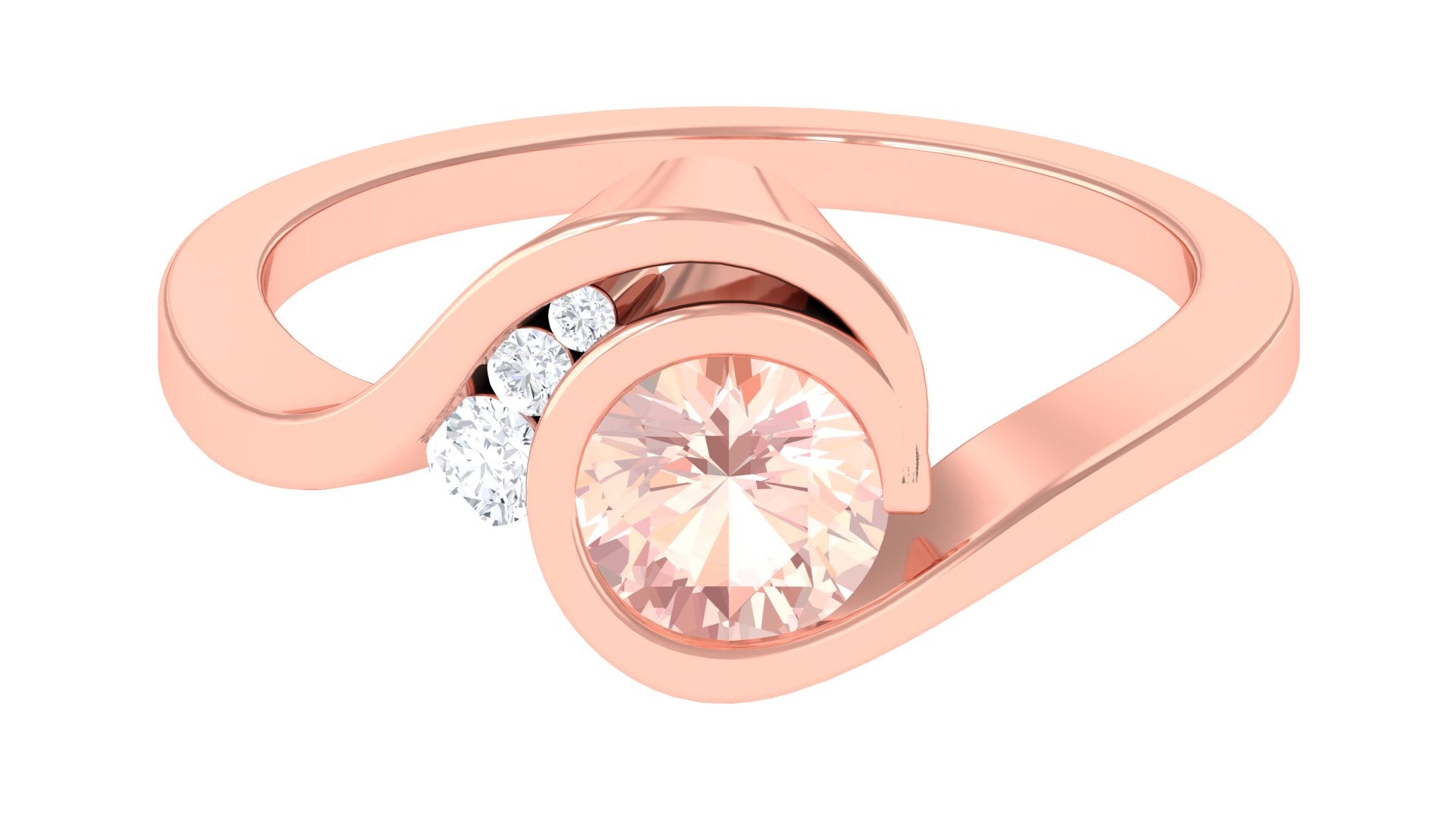 Morganite Solitaire Bypass Engagement Ring Morganite - ( AAA ) - Quality - Rosec Jewels