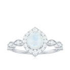 Vintage Style Moonstone Engagement Ring with Diamond Accent Moonstone - ( AAA ) - Quality - Rosec Jewels
