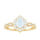 Vintage Style Moonstone Engagement Ring with Diamond Accent Moonstone - ( AAA ) - Quality - Rosec Jewels