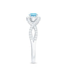 Aquamarine Criss Cross Engagement Ring with Diamond Halo Aquamarine - ( AAA ) - Quality - Rosec Jewels