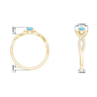 Aquamarine Criss Cross Engagement Ring with Diamond Halo Aquamarine - ( AAA ) - Quality - Rosec Jewels