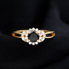 Split Shank Black and White Diamond Flower Engagement Ring Black Diamond - ( AAA ) - Quality - Rosec Jewels