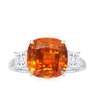 Created Orange Sapphire Engagement Ring with Moissanite Lab Created Orange Sapphire - ( AAAA ) - Quality - Rosec Jewels