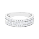3 Row Certified Moissanite Wide Eternity Band Ring Moissanite - ( D-VS1 ) - Color and Clarity - Rosec Jewels