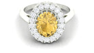 3.50 CT Vintage Claw Set Citrine Engagement Ring with Moissanite Halo Citrine - ( AAA ) - Quality - Rosec Jewels