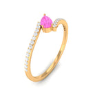 Tilted Pear Shape Pink Sapphire and Diamond Bypass Promise Ring Pink Sapphire - ( AAA ) - Quality - Rosec Jewels