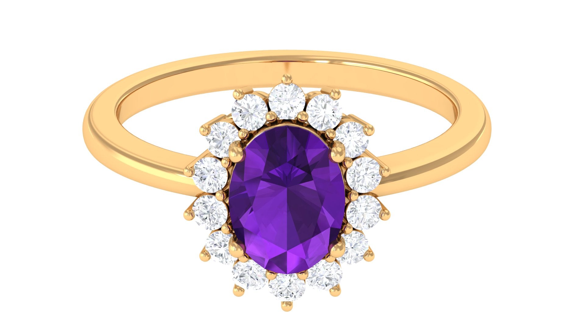1.5 CT Princess Diana Inspired Amethyst Engagement Ring Diamond Halo Amethyst - ( AAA ) - Quality - Rosec Jewels