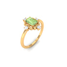 Green Sapphire Solitaire Vintage Ring with Diamond Stones Green Sapphire - ( AAA ) - Quality - Rosec Jewels