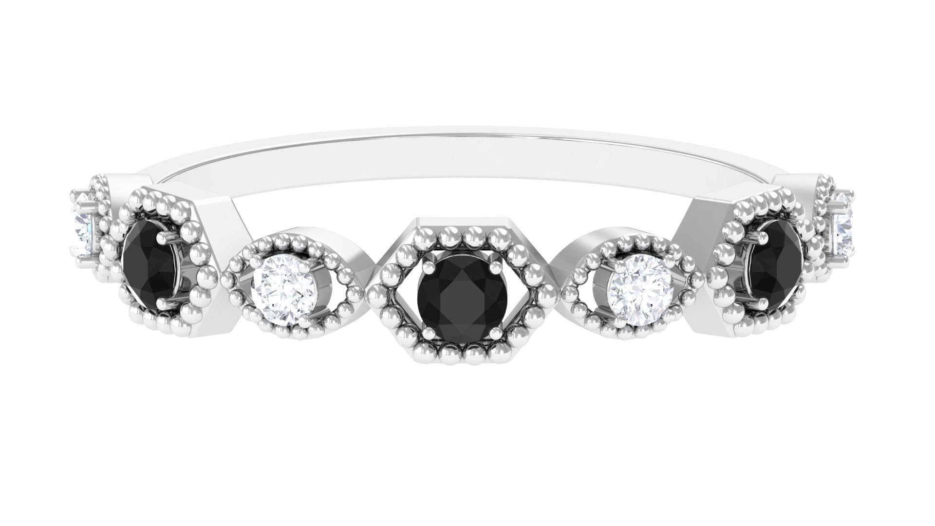 Created Black Diamond Eternity Ring with Diamond Lab Created Black Diamond - ( AAAA ) - Quality - Rosec Jewels
