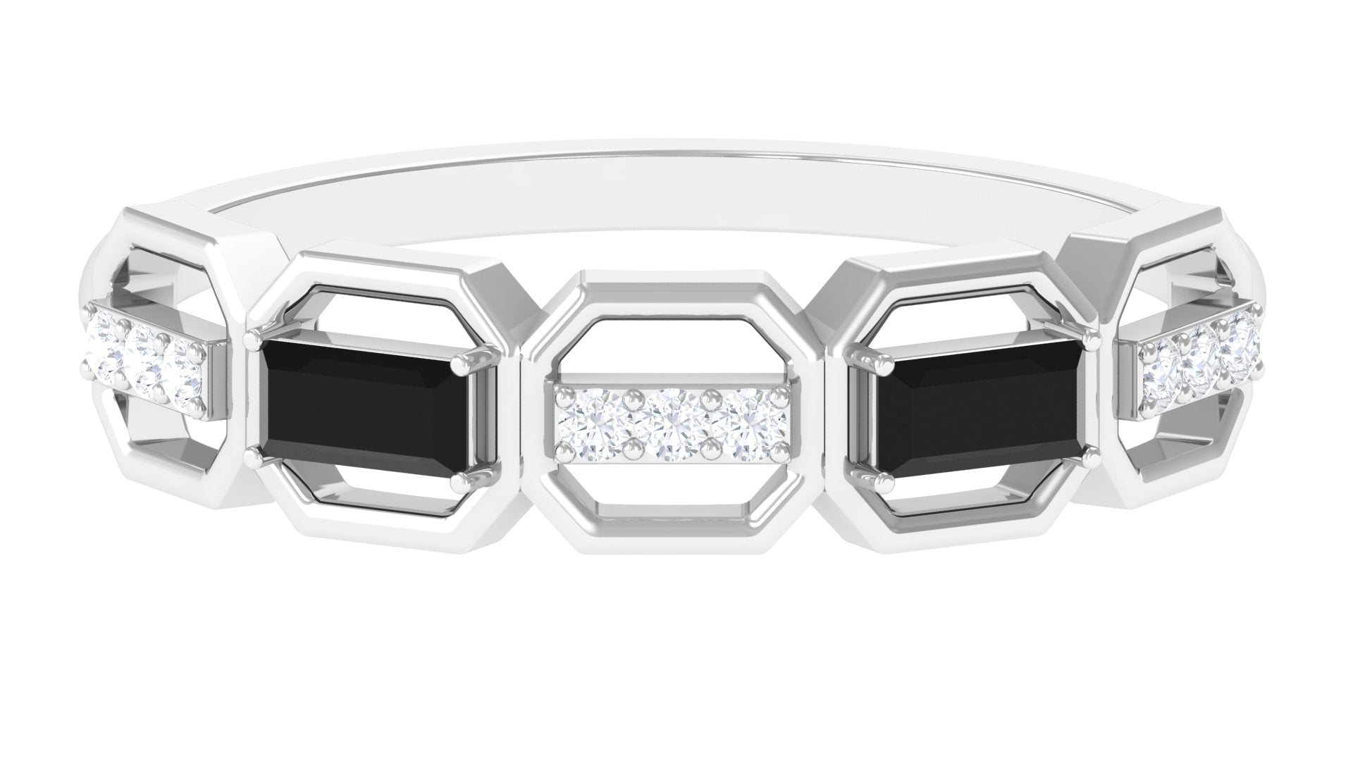 1/2 CT Created Black Diamond Geometric Eternity Ring with Diamond Lab Created Black Diamond - ( AAAA ) - Quality - Rosec Jewels