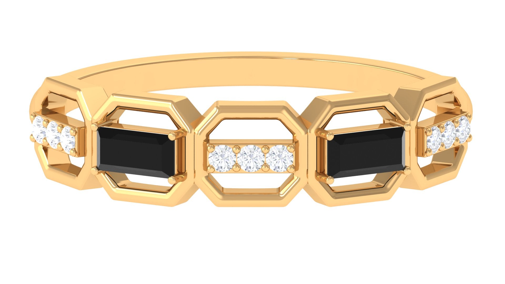 1/2 CT Created Black Diamond Geometric Eternity Ring with Diamond Lab Created Black Diamond - ( AAAA ) - Quality - Rosec Jewels
