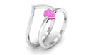 Pear Shape Pink Sapphire Solitaire Ring Set with Diamond Pink Sapphire - ( AAA ) - Quality - Rosec Jewels