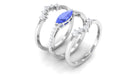 Certified Marquise Tanzanite and Diamond Stackable Ring Set of 3 Tanzanite - ( AAA ) - Quality - Rosec Jewels